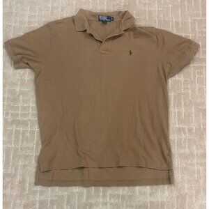 Polo Ralph Lauren Shirt Men's XL Camel Tan Brown Green Pony Mesh Cotton Golf